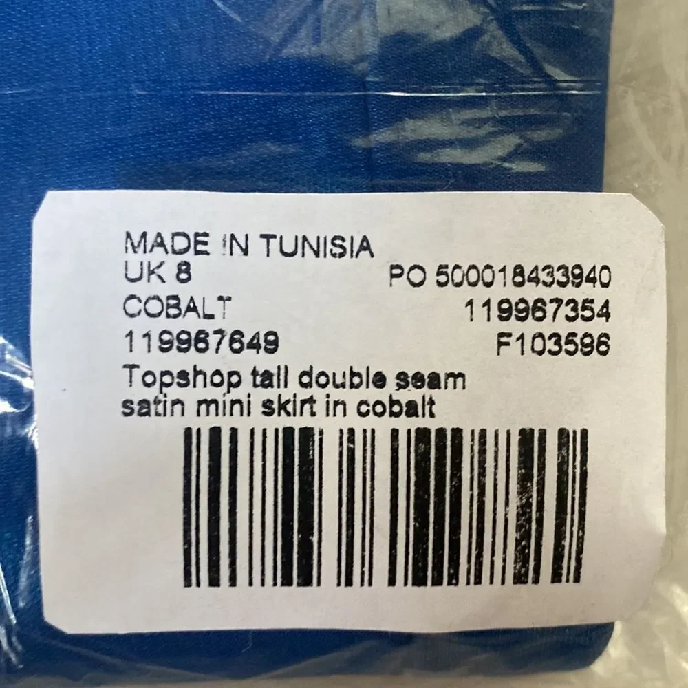 Topshop Tall double seam satin mini skirt in cobalt 4‎ NWT in packaging